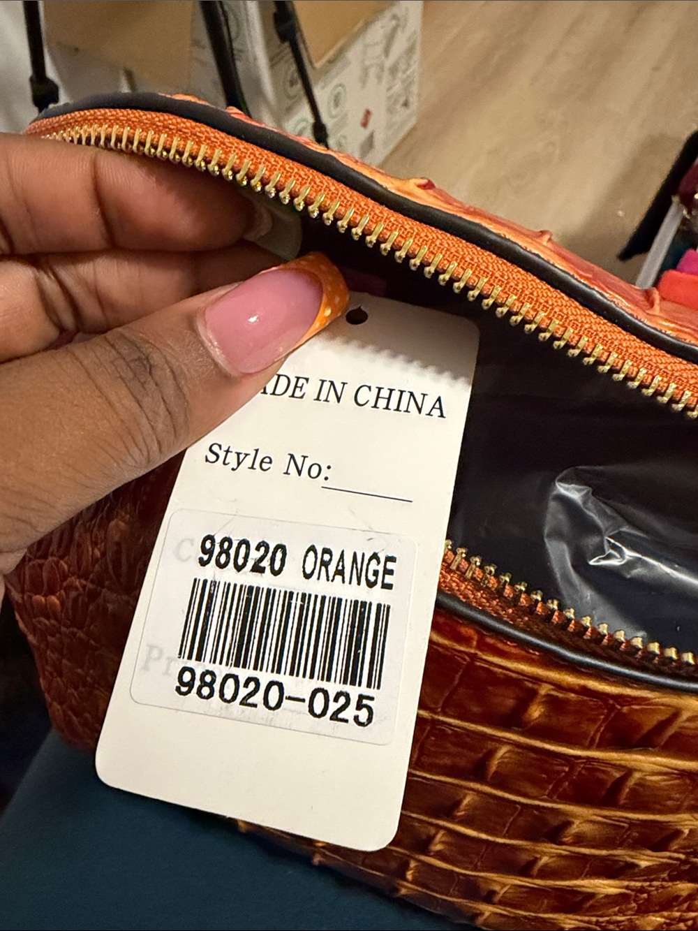 Croc-Embossed Orange & Red Fanny Pack - Picture 2 of 4